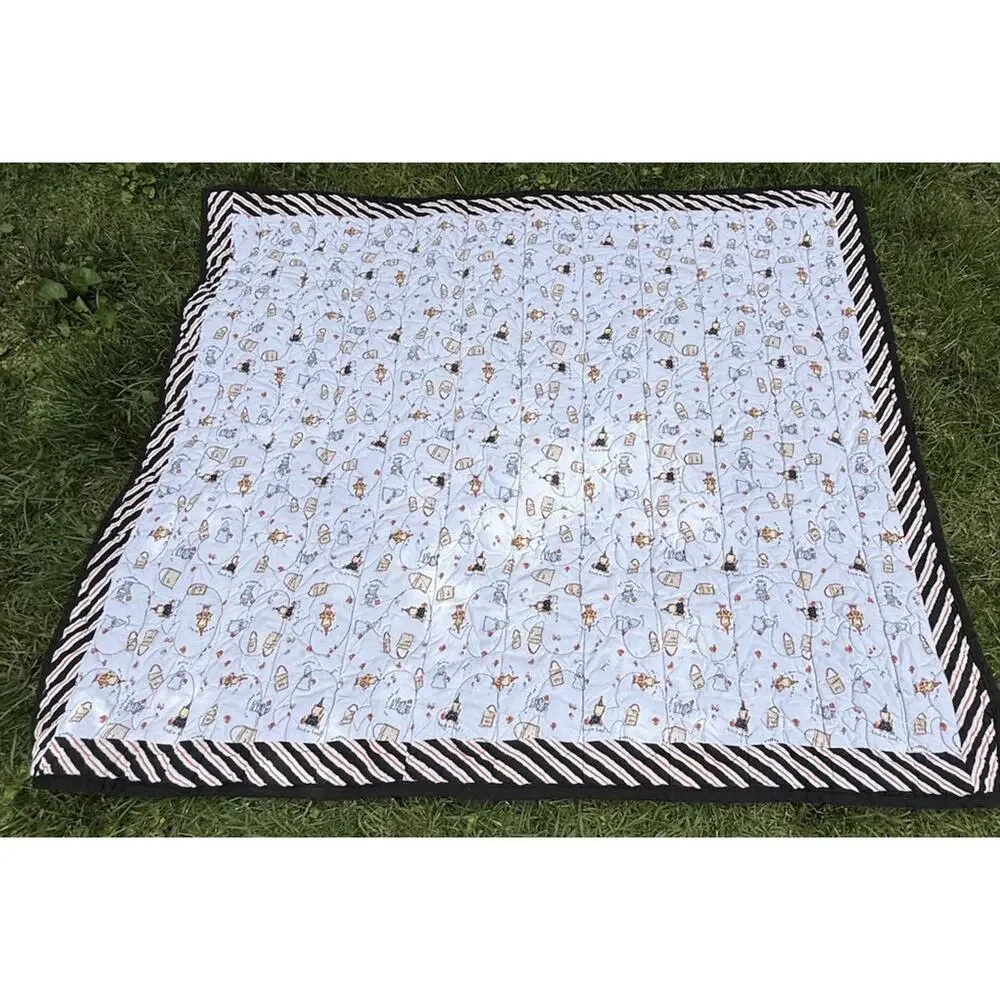 Handmade Quilt Halloween Candy Corn Front -Black Back W Bats 50” Cute!